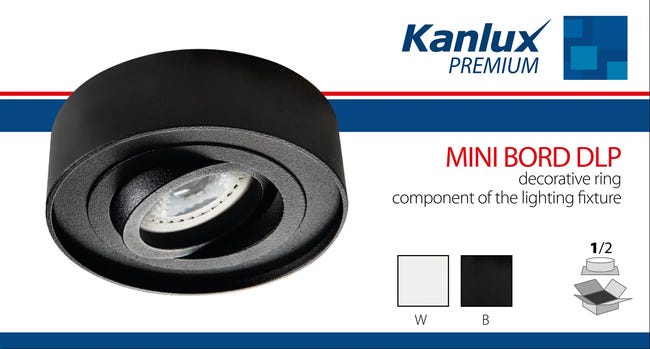 Oprawa stropowa MINI BORD DLP-50-B IP20 czarna okrągła GU10 KANLUX