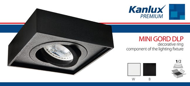 Oprawa stropowa natynkowa MINI GORD DLP-50-B IP20 czarna kwadratowa GU10 KANLUX