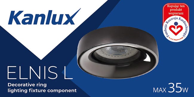 Oprawa stropowa oczko ELNIS IP20 czarna GU10 KANLUX