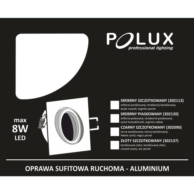 Oprawa stropowa oczko SOUTH OPAL czarna kwadratowa GU10 POLUX