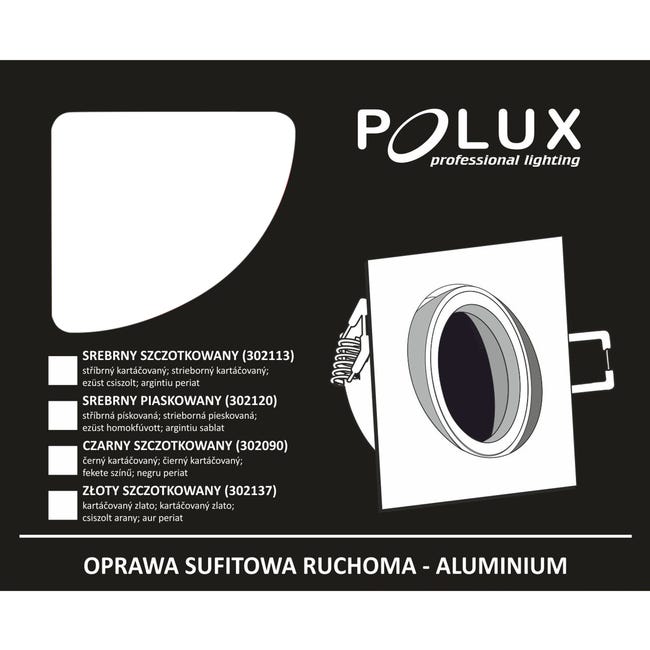 Oprawa stropowa oczko SOUTH OPAL srebrna kwadratowa GU10 POLUX