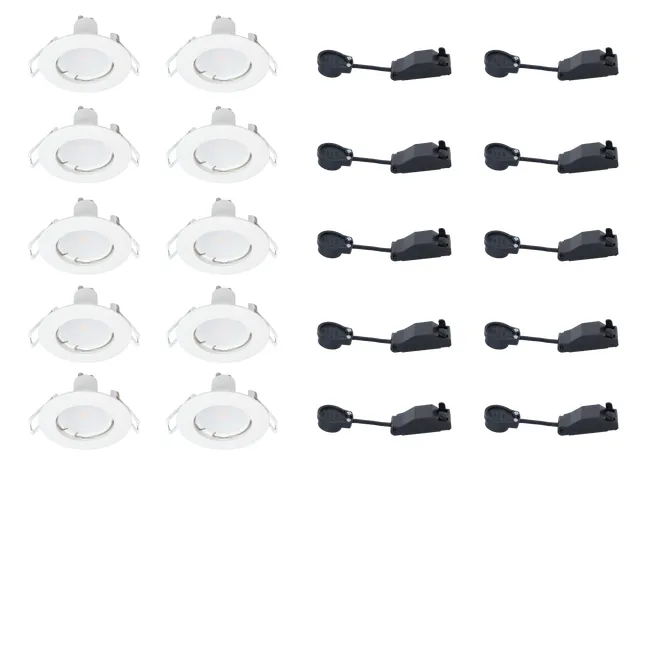 Oprawa stropowa wpuszczana 10 szt. biała GU10	