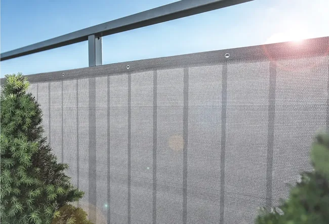 Osłona balkonowa oczkowana Deco 0.8x5 m 180g/m2 szara Lustan