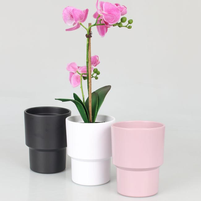 Osłonka doniczki ceramiczna Storczyk 13cm antracyt Cermax