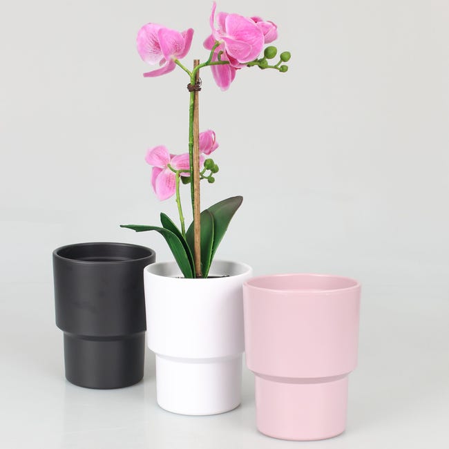 Osłonka doniczki ceramiczna Storczyk 13cm biała Cermax