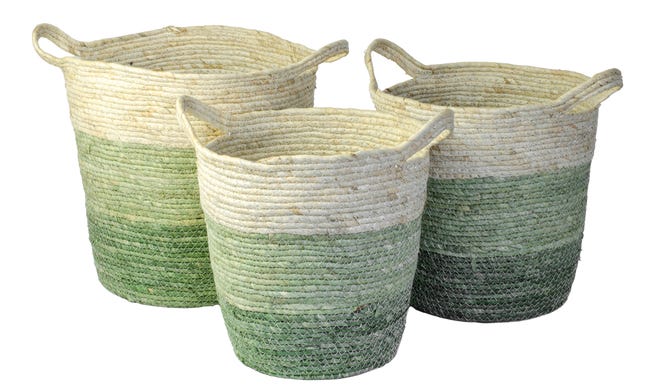 Osłonka doniczki kosz pleciony 33 cm boho zielony