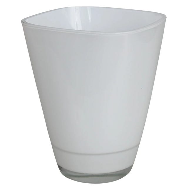 Osłonka doniczki szklana Amaranta 14.5cm biała Cermax