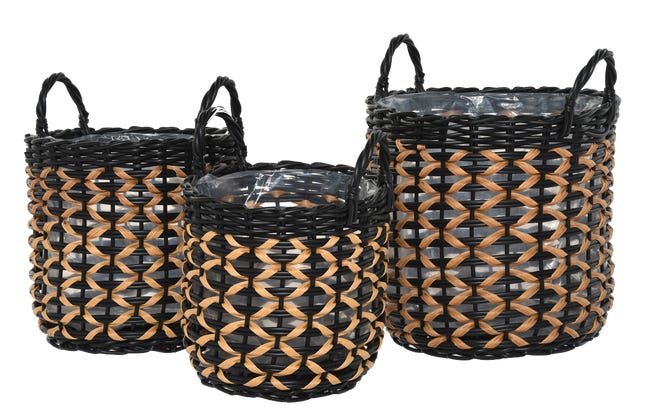 Osłonka kosz technorattanowy 34cm beżowo-czarny Ote
