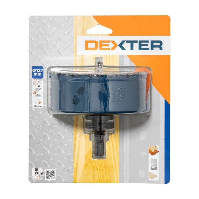 Otwornica do metalu HSS 127 mm + wiertło centrujące i trzpień DEXTER