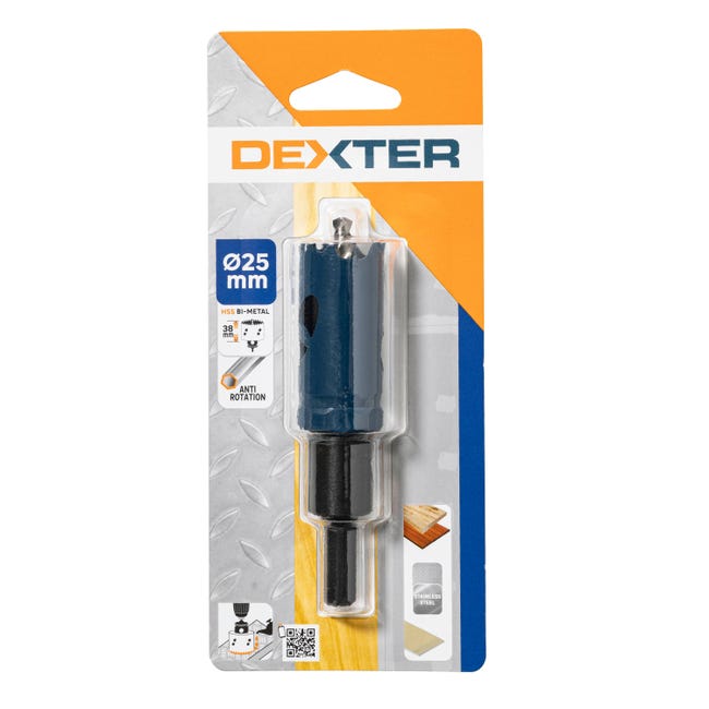 Otwornica do metalu HSS 25 mm + wiertło centrujące i trzpień DEXTER