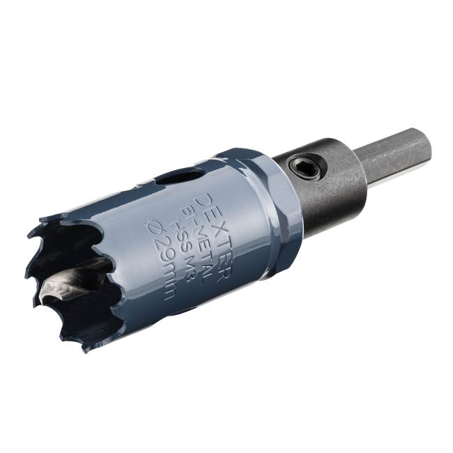 Otwornica do metalu HSS 29 mm + wiertło centrujące i trzpień DEXTER