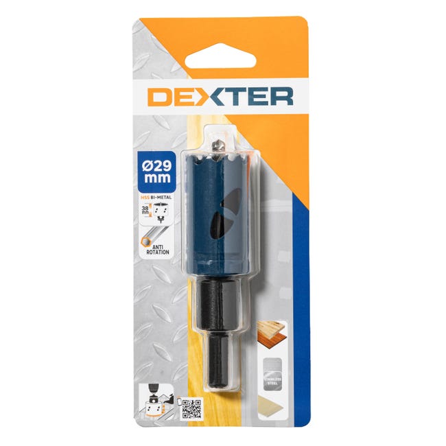 Otwornica do metalu HSS 29 mm + wiertło centrujące i trzpień DEXTER