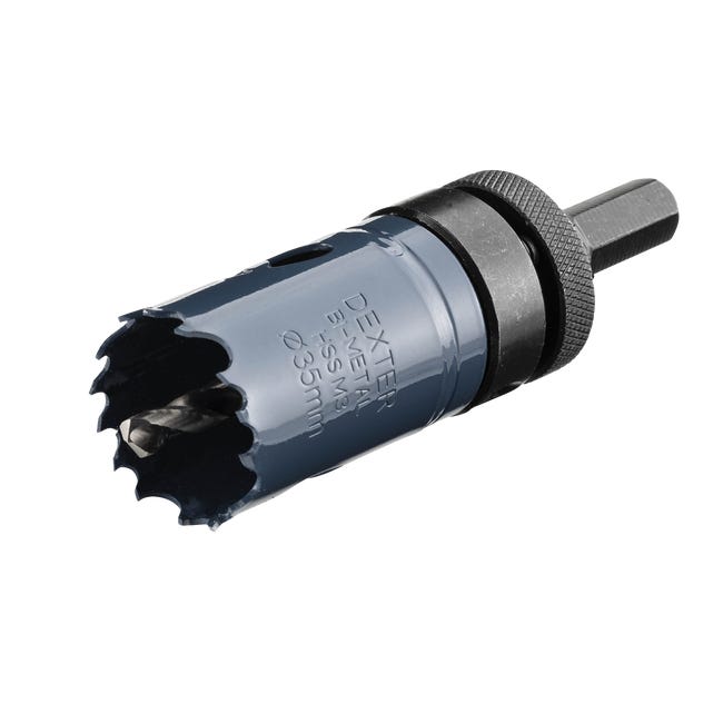Otwornica do metalu HSS 35 mm + wiertło centrujące i trzpień DEXTER