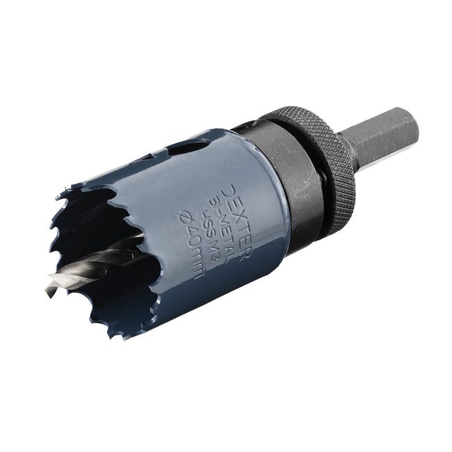 Otwornica do metalu HSS 40 mm + wiertło centrujące i trzpień DEXTER
