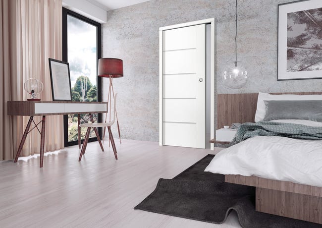 Ościeżnica stała zakres 125 mm do drzwi przesuwnych w zabudowie w ścianie GK 125 kompletna 70 Biała Voster