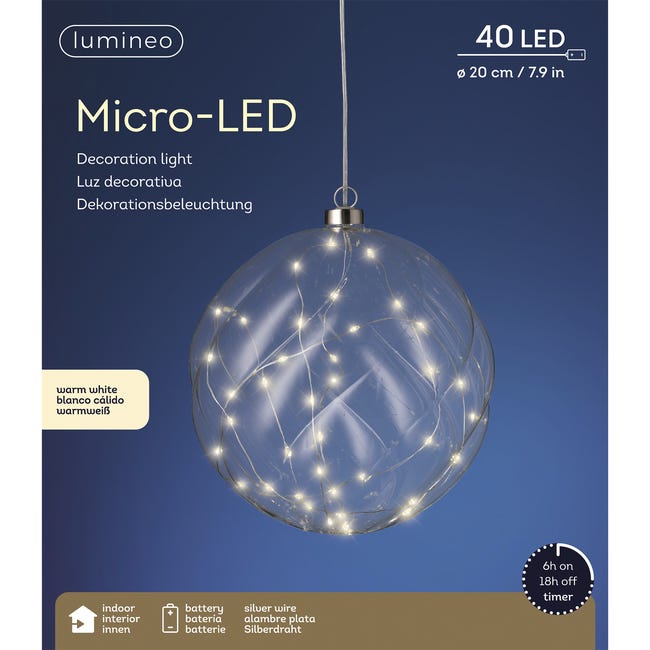 Oświetlenie świąteczne kula śr. 20cm ciepła biel