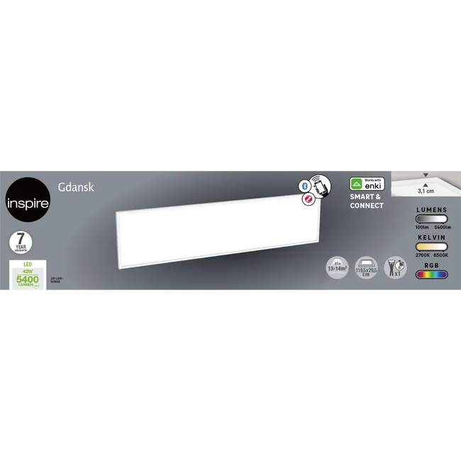 Panel LED Enki Gdańsk 30 x 120 cm INSPIRE