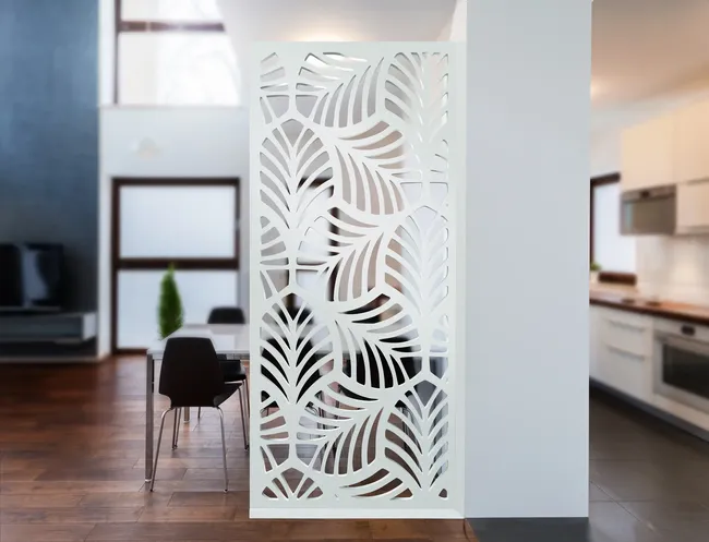 Panel ażurowy Liście Biały półmatowy 90 x 200 cm