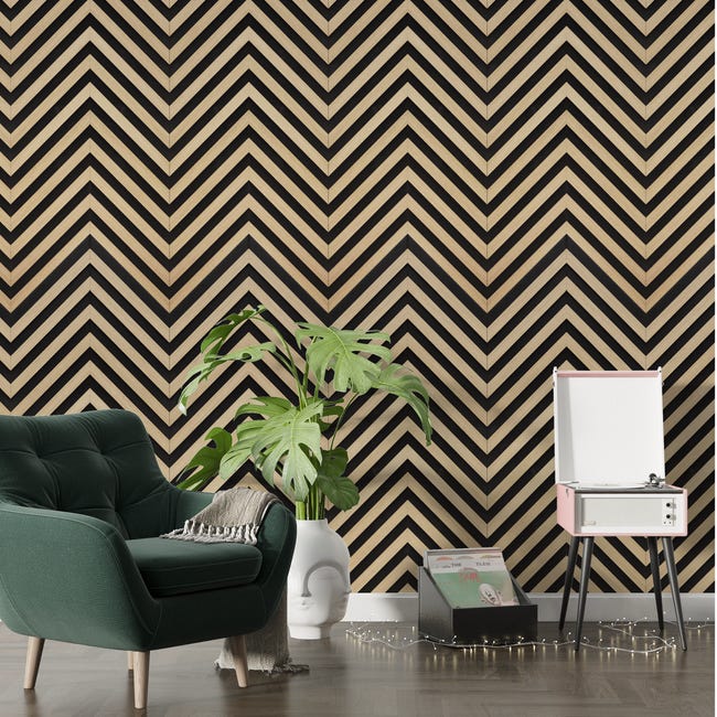 Panel ścienny 3D Lamel na filcu Chevron prawy 112x20 cm Fllow