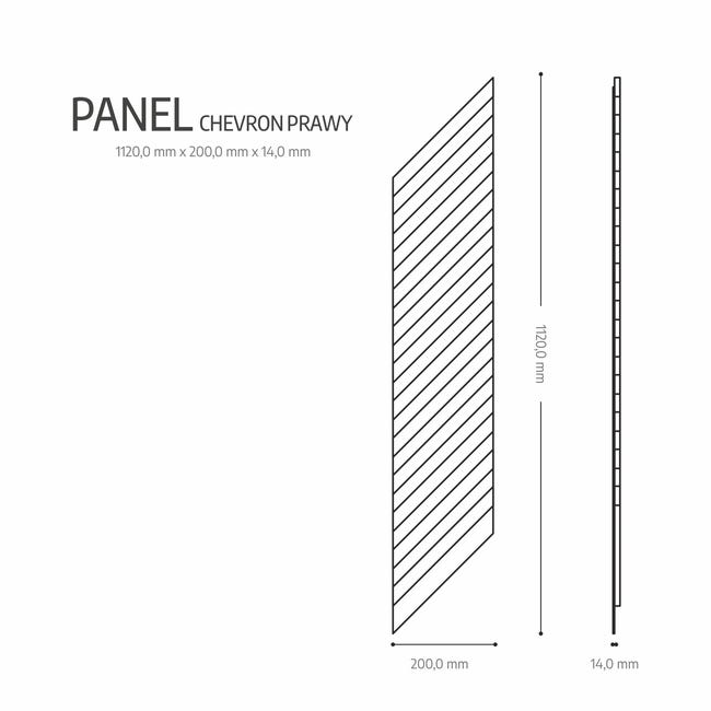 Panel ścienny 3D Lamel na filcu Chevron prawy 112x20 cm Fllow