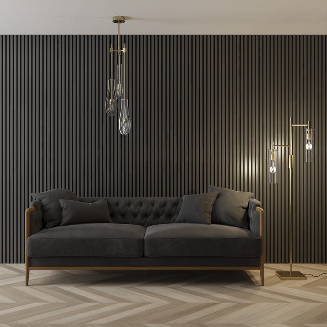 Panel ścienny 3D Lamel na filcu akustyczny 265x30 cm czarny Radex