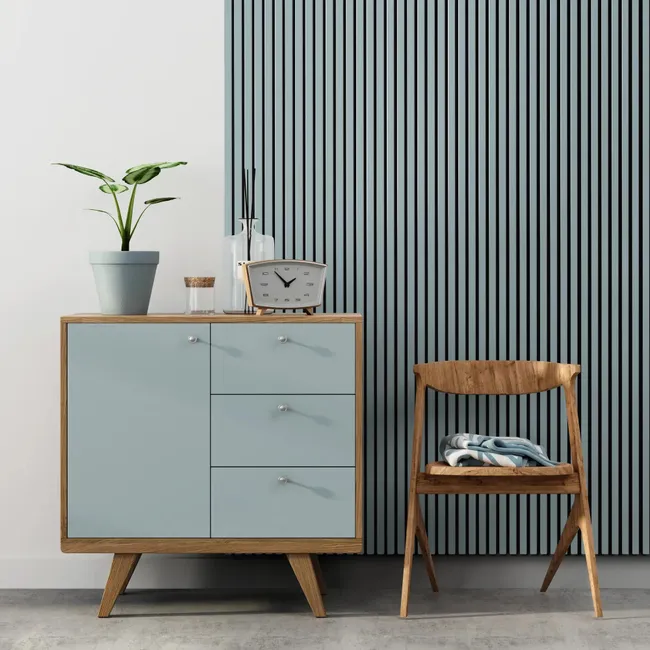 Panel ścienny 3D Lamel na filcu akustyczny dekoracyjny 24.5x265 cm Smoke blue