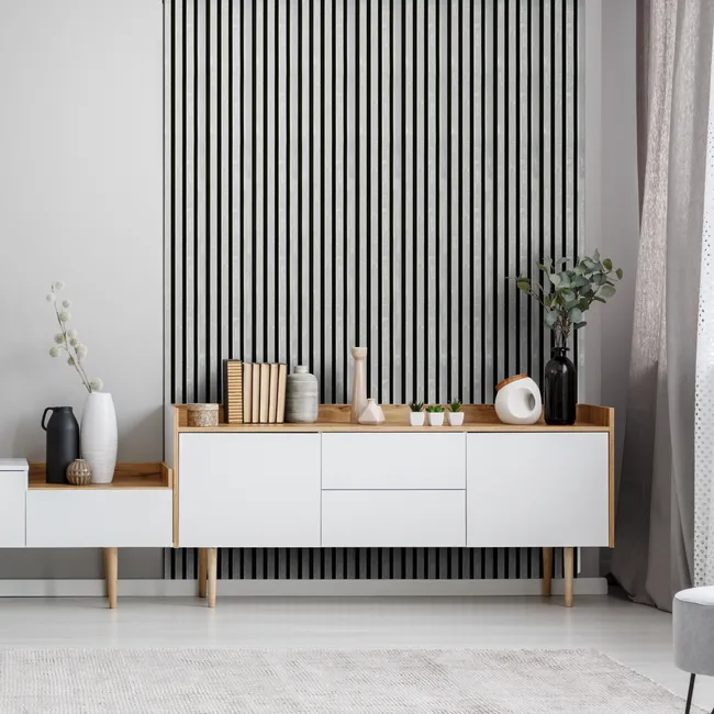 Panel ścienny 3D Lamel na filcu akustyczny dekoracyjny 30x265 cm beton szary