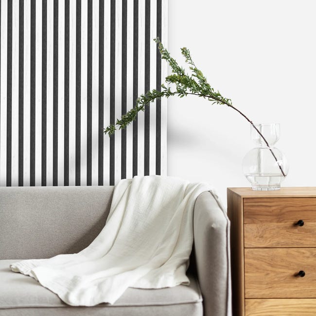 Panel ścienny 3D Lamel na filcu akustyczny dekoracyjny 4.5x16.7x265 cm białe drewno duży