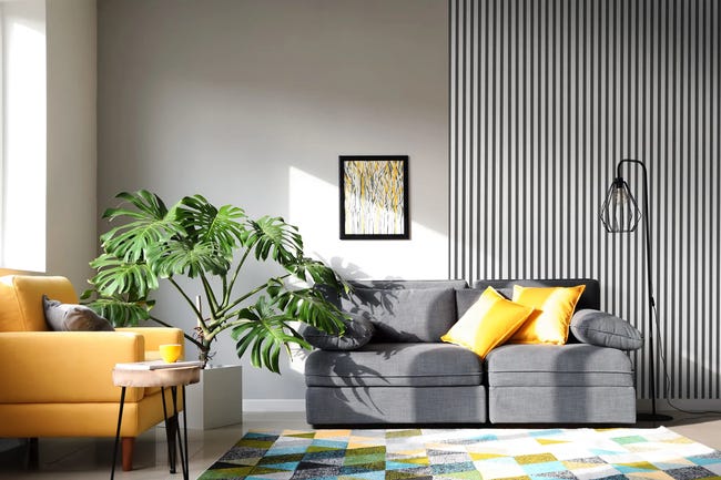Panel ścienny 3D Lamel na filcu akustyczny dekoracyjny 4.5x16.7x265 cm białe drewno duży