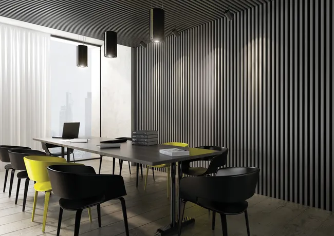 Panel ścienny 3D Lamel ścienny Grafit mat 4 elementy z listwami montażowymi 30x38x2800 mm