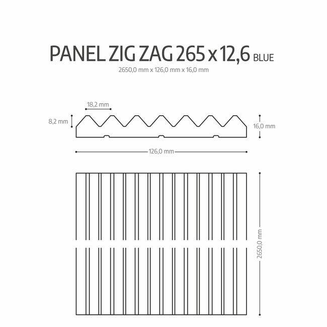Panel ścienny 3D Zig Zag 265x12.6 cm Blue Fllow