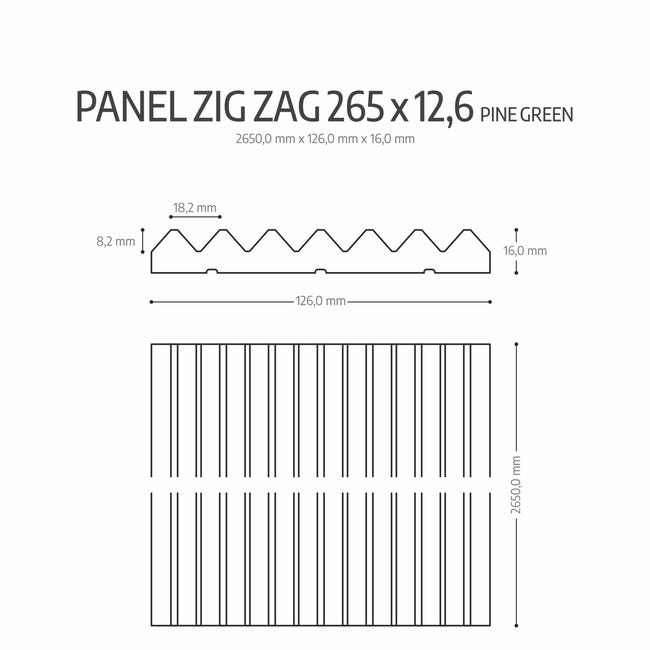 Panel ścienny 3D Zig Zag 265x12.6 cm Pine Green Fllow