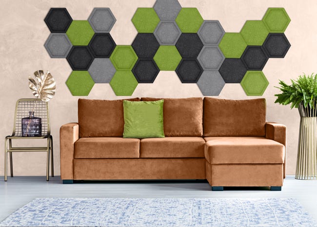 Panel ścienny 3D akustyczny filcowy dekoracyjny 30x26 cm Hexagon wypukły Szary