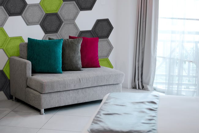 Panel ścienny 3D akustyczny filcowy dekoracyjny 30x26 cm Hexagon wypukły Szary
