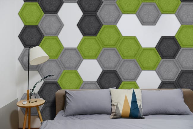 Panel ścienny 3D akustyczny filcowy dekoracyjny 30x26 cm Hexagon wypukły oliwkowy