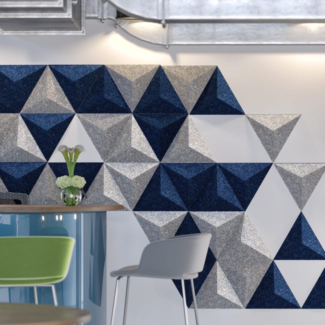 Panel ścienny 3D akustyczny filcowy dekoracyjny 30x26 cm Trójkąt wypukły granatowy