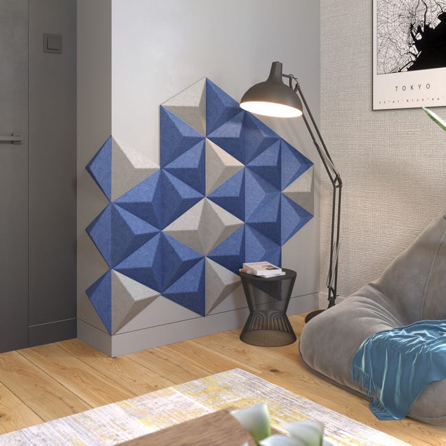 Panel ścienny 3D akustyczny filcowy dekoracyjny 30x26 cm Trójkąt wypukły indygo