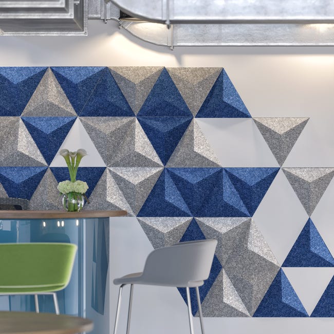 Panel ścienny 3D akustyczny filcowy dekoracyjny 30x26 cm Trójkąt wypukły indygo