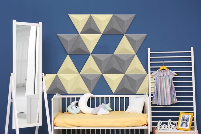 Panel ścienny 3D akustyczny filcowy dekoracyjny 30x26 cm Trójkąt wypukły kremowy