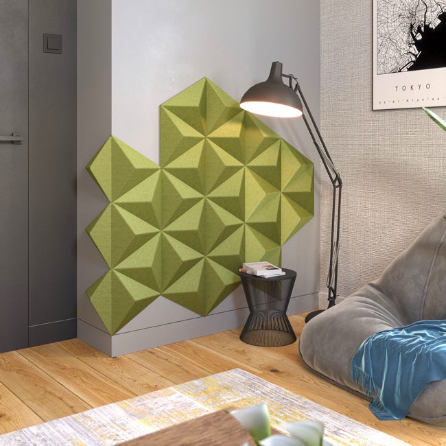 Panel ścienny 3D akustyczny filcowy dekoracyjny 30x26 cm Trójkąt wypukły oliwkowy