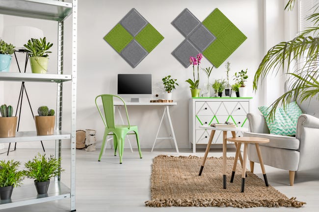 Panel ścienny 3D akustyczny filcowy dekoracyjny 30x30 cm Kwadrat w paski oliwkowy