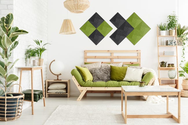 Panel ścienny 3D akustyczny filcowy dekoracyjny 30x30 cm Kwadrat wypukły mały czarny