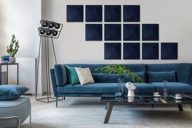 Panel ścienny 3D akustyczny filcowy dekoracyjny 30x30 cm Kwadrat wypukły mały granatowy