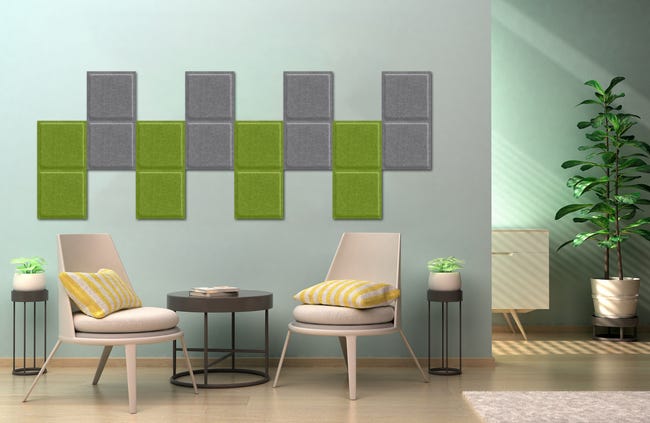 Panel ścienny 3D akustyczny filcowy dekoracyjny 30x30 cm Kwadrat wypukły oliwkowy