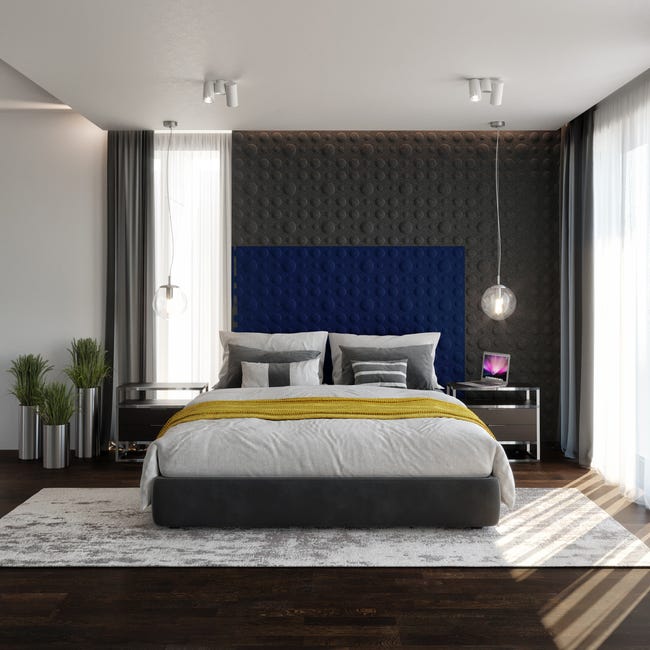 Panel ścienny 3D akustyczny filcowy dekoracyjny 30x30 cm Kwadrat z bąblami granatowy
