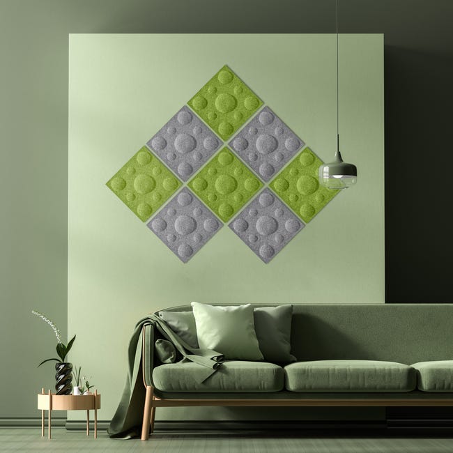 Panel ścienny 3D akustyczny filcowy dekoracyjny 30x30 cm Kwadrat z bąblami oliwkowy