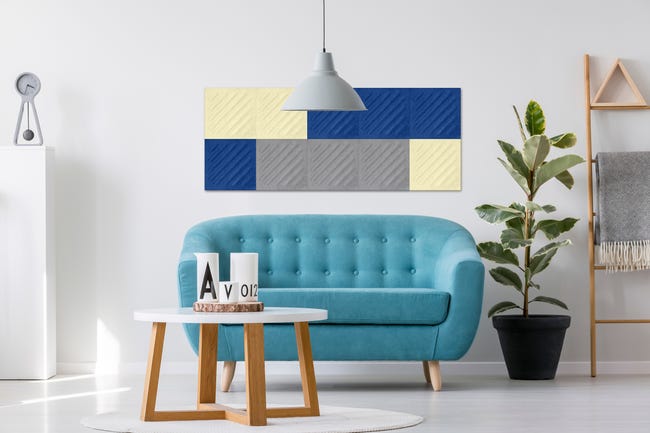 Panel ścienny 3D akustyczny filcowy dekoracyjny 30x30 cm Kwadrat z paskami skośnymi Indygo