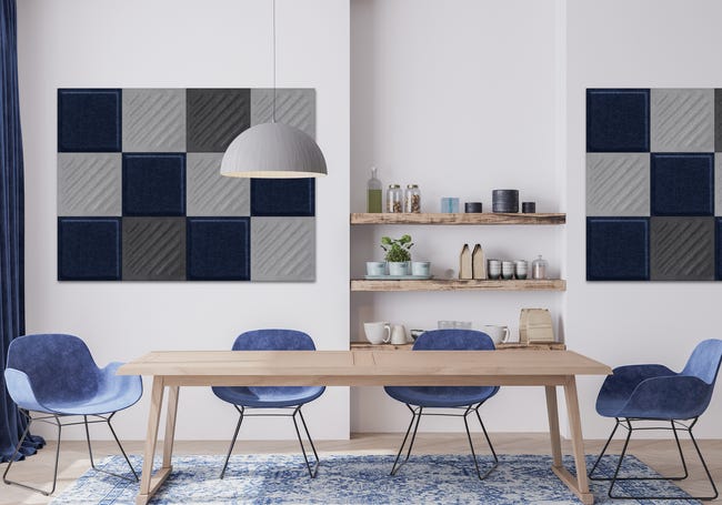 Panel ścienny 3D akustyczny filcowy dekoracyjny 30x30 cm Kwadrat z paskami skośnymi czarny