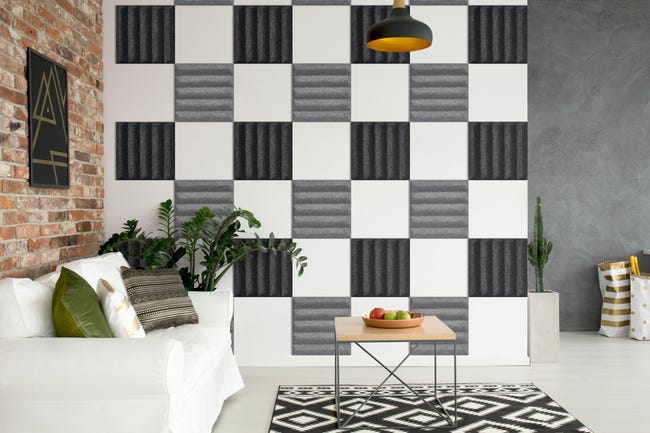 Panel ścienny 3D akustyczny filcowy dekoracyjny 30x30 cm Kwadrat żebrowany szary