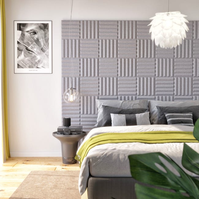 Panel ścienny 3D akustyczny filcowy dekoracyjny 30x30 cm Kwadrat żebrowany szary